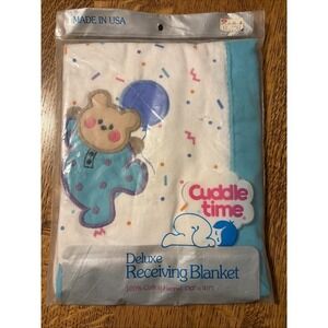 Vintage Cuddle Time Deluxe Receiving Blanket 100% Cotton Flannel 30" X 40" New